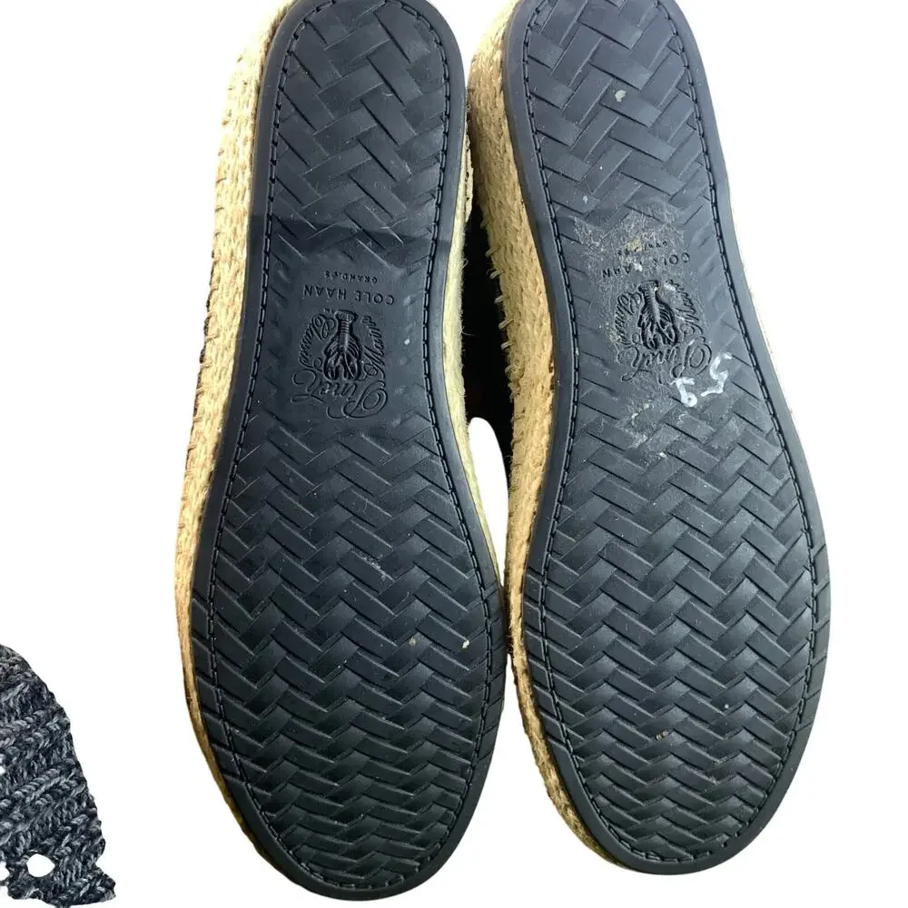 Cole Haan Pinch Main Classic Espadrille Flats Womens 6B Black Slip On Mesh